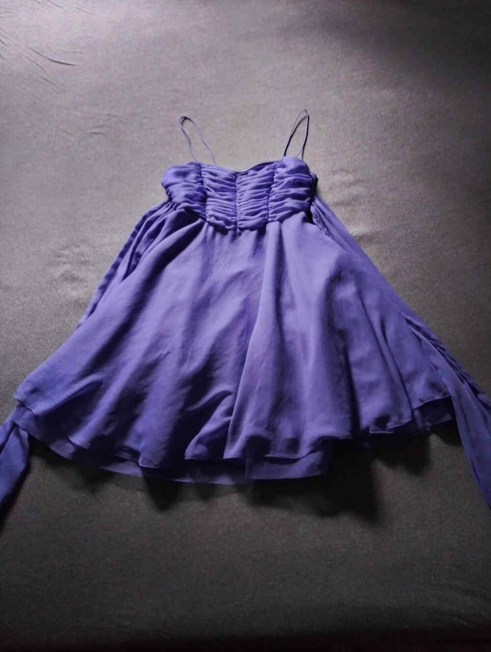 Divided by H&M Sz 10 Flare Vintage Pinup Dress Blue Ruffle Pleated Rockabilly